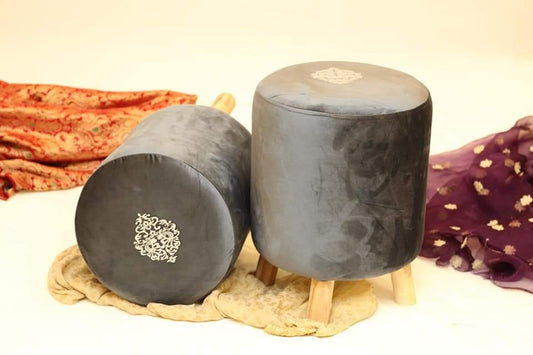 Wooden Ottoman stool pair (top motive)