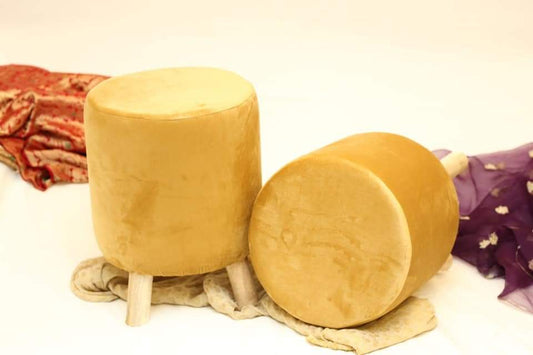Wooden Ottoman Stool pair(plain velvet)