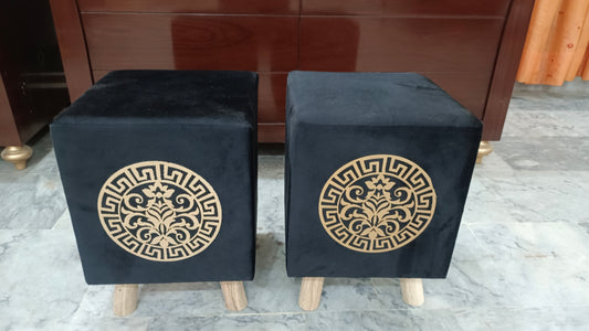 Wooden Ottomans Stool pair