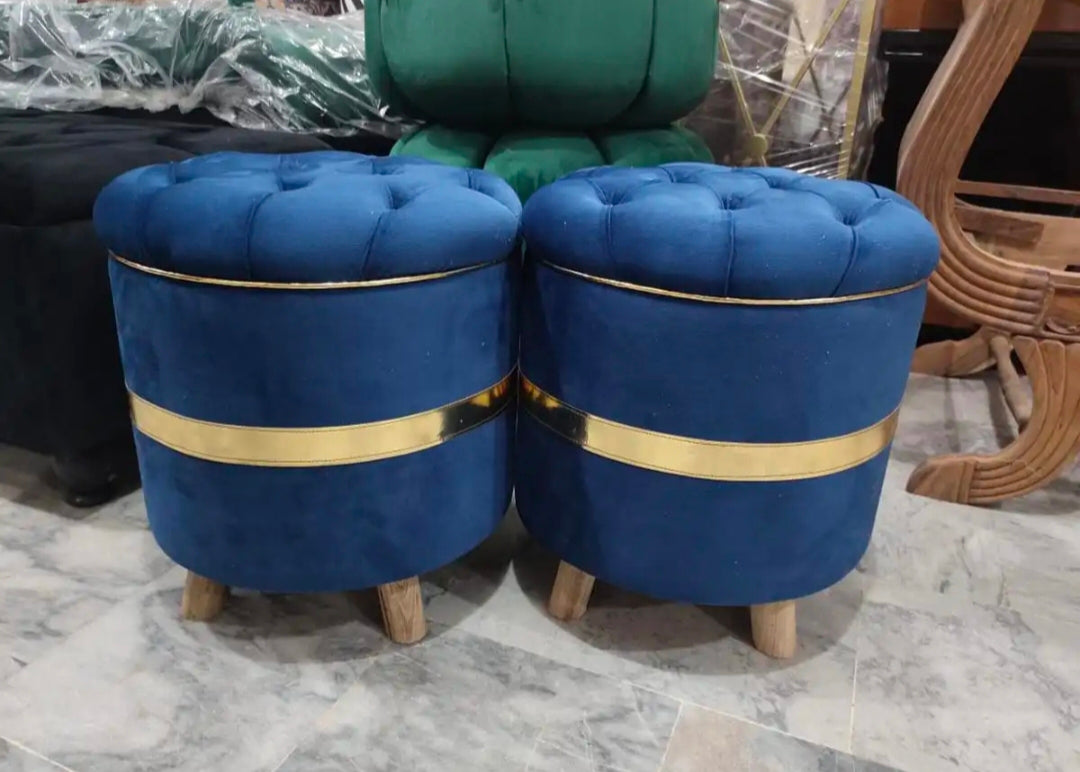 Ottoman Puffy Round(Brass line) (Pack of 2 )