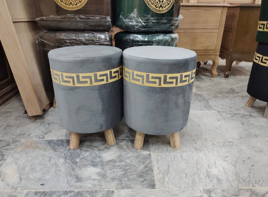 Wooden Ottomans Stool pair (round versachi)