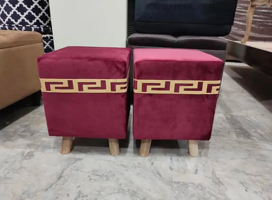 Wooden Ottomans Stool pair (Square Versachi)